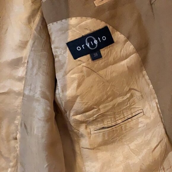 𝅺orvieto sand Notch Lapel Suit Modern slim fit wool linen blazer size 38R - Picture 6 of 8